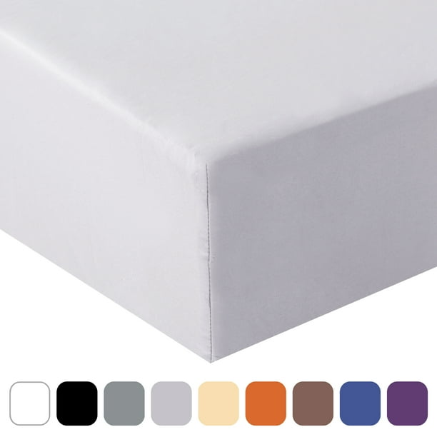 200TC Cotton Fitted Sheets with 15/" Large Pocket Breathable Durable Bottom Sheet